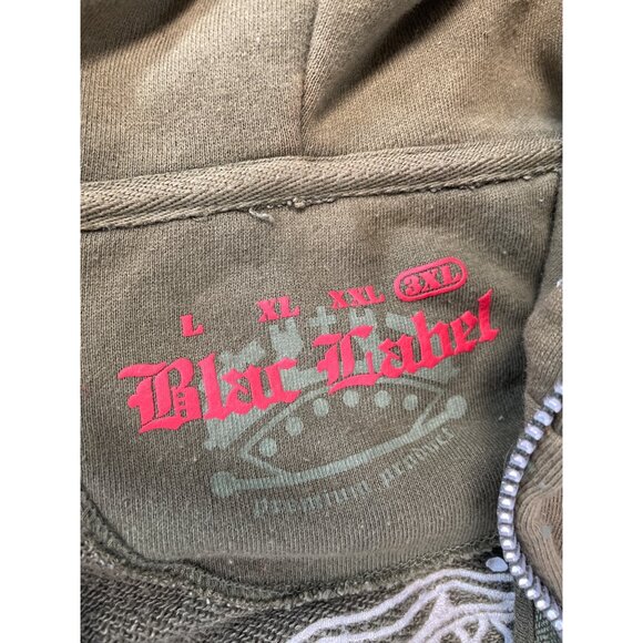 Blac Label Mens army green graphic embroided Hoodie sweatshirt Size 3XL SKU 9290 - Picture 3 of 16